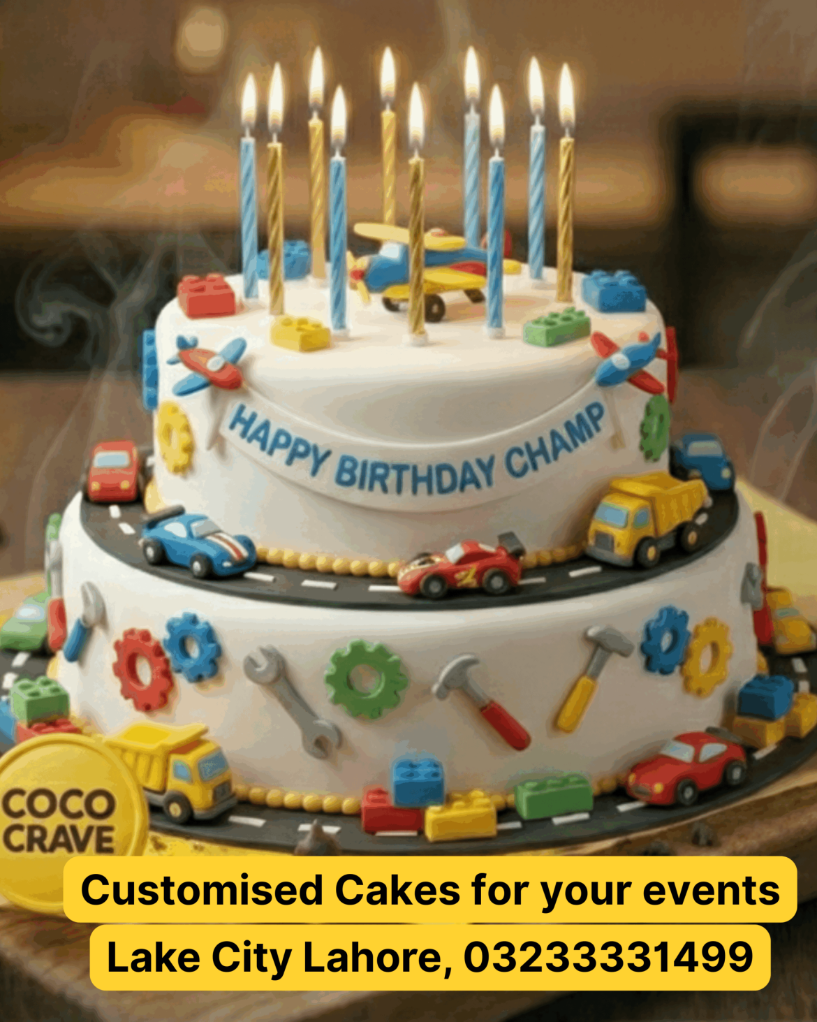 Elegant two-tier floral engagement cake near me Lahore by Cococrave bakery bakery.