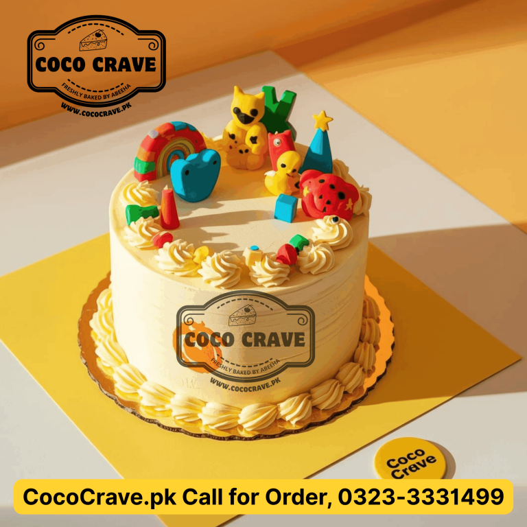 Order Newborn Celebration Cake Lahore | Custom Baby Arrival Cakes 2026 6 A custom baby blue fondant cake for newborn celebration cake delivery lahore by Cococrave.