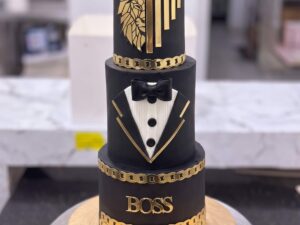 Black and Gold Tuxedo Boss Cake in Lahore — delivered in Lahore, Lahore