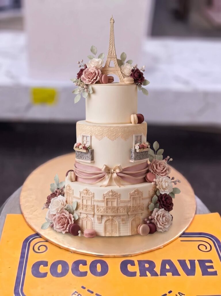 Paris Theme Three Tier Cake in Lahore
