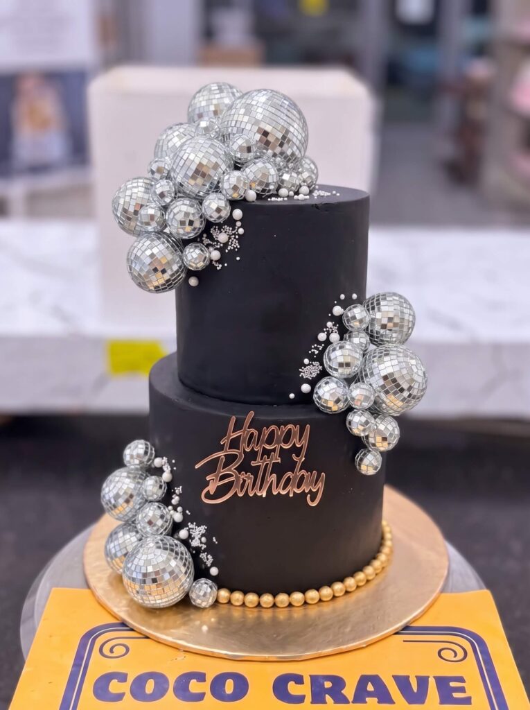 Black Disco Ball Birthday Cake in Lahore