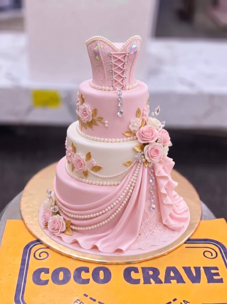 Pink Barbie Gown Three Tier Cake in Lahore