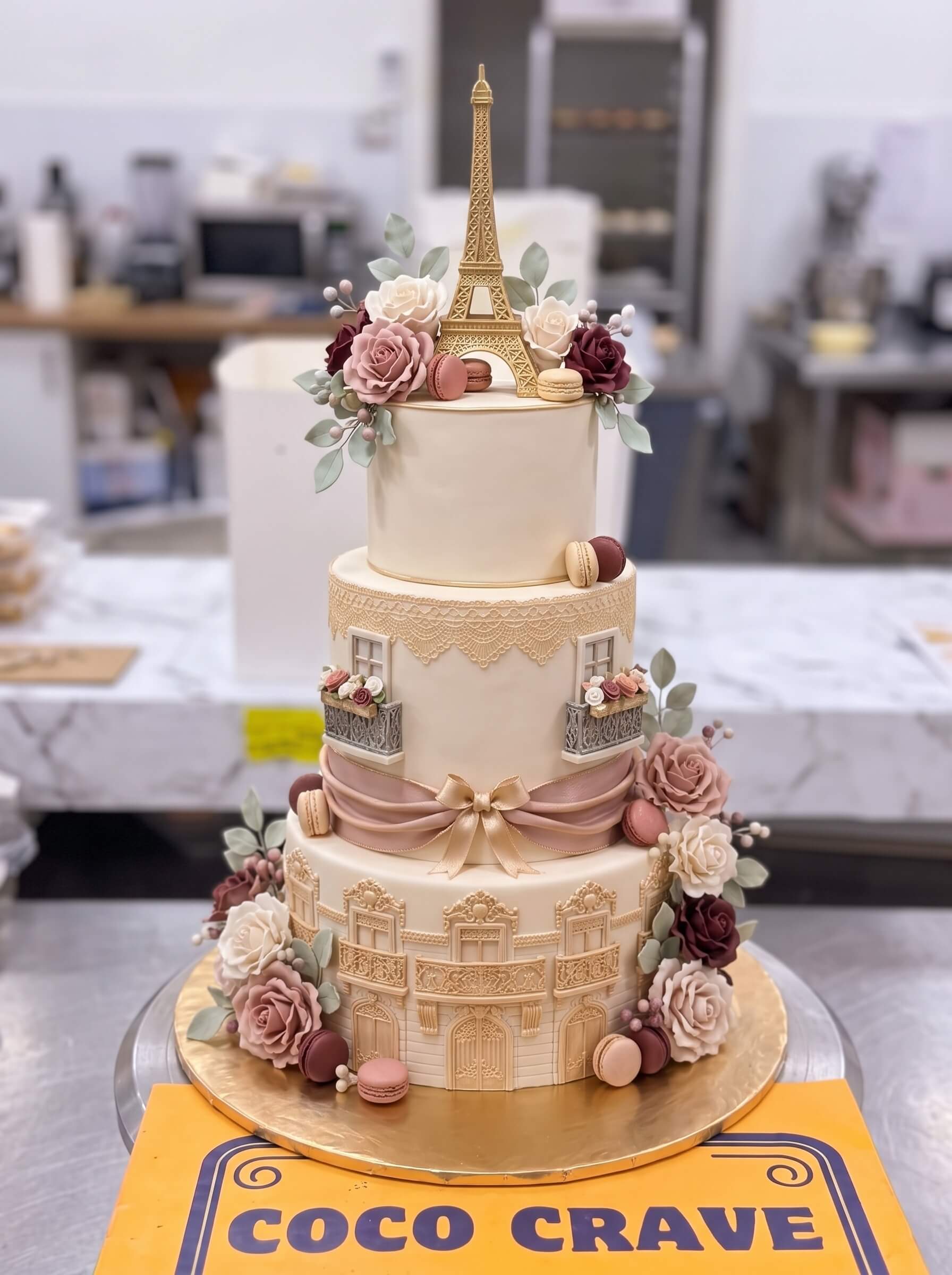 Paris Theme Three Tier Cake in Lahore — photo 2 by CocoCrave.pk Paris Theme Three Tier Cake in Lahore — photo 2