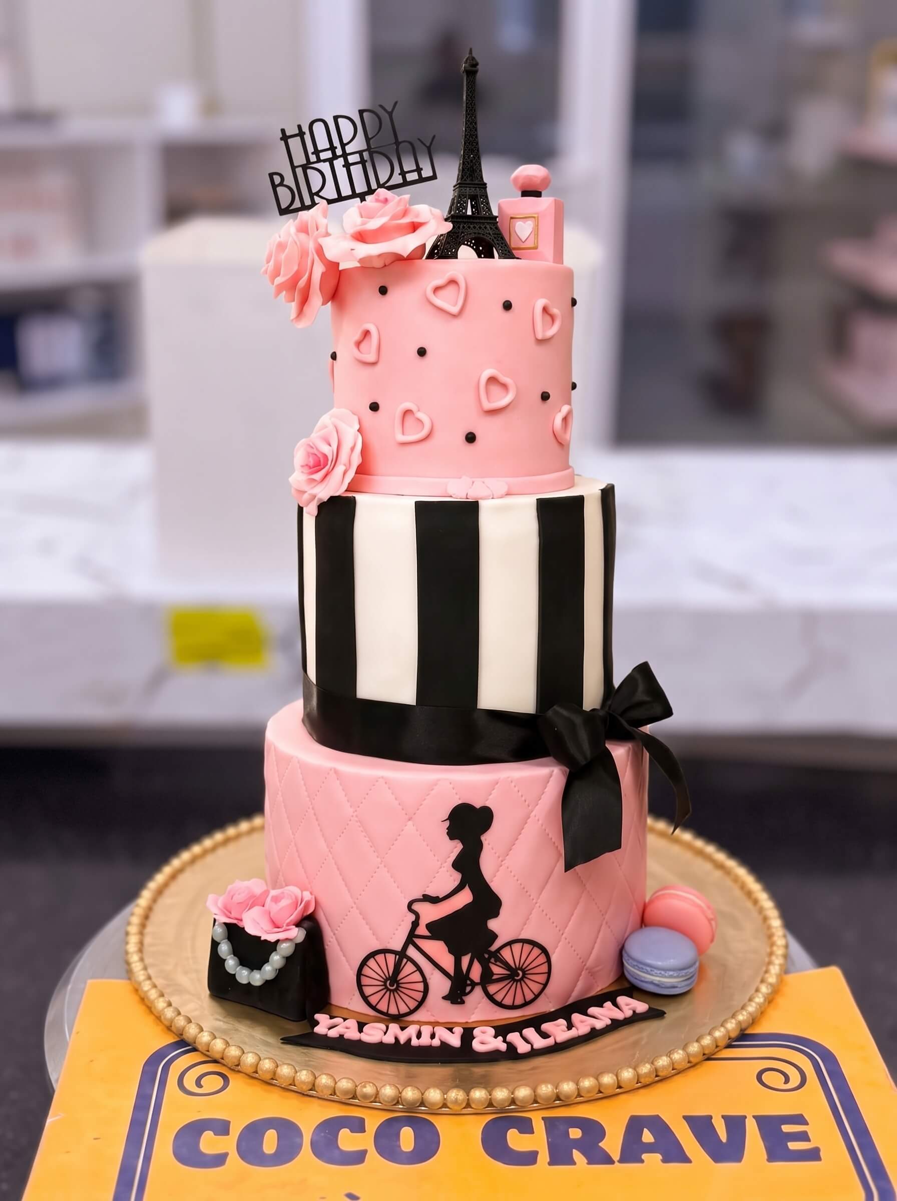 Pink and Black Paris Fashion Cake in Lahore — photo 2 by CocoCrave.pk Pink and Black Paris Fashion Cake in Lahore — photo 2