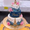 Paris Blue and White Three Tier Cake in Lahore 1 Paris Blue and White Three Tier Cake in Lahore