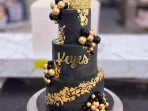 Black and Gold 40th Birthday Cake in Lahore