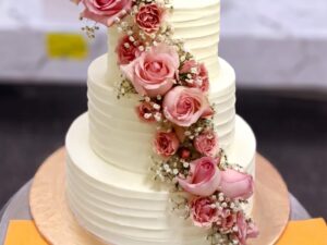 White Rose Cascade Wedding Cake in Lahore