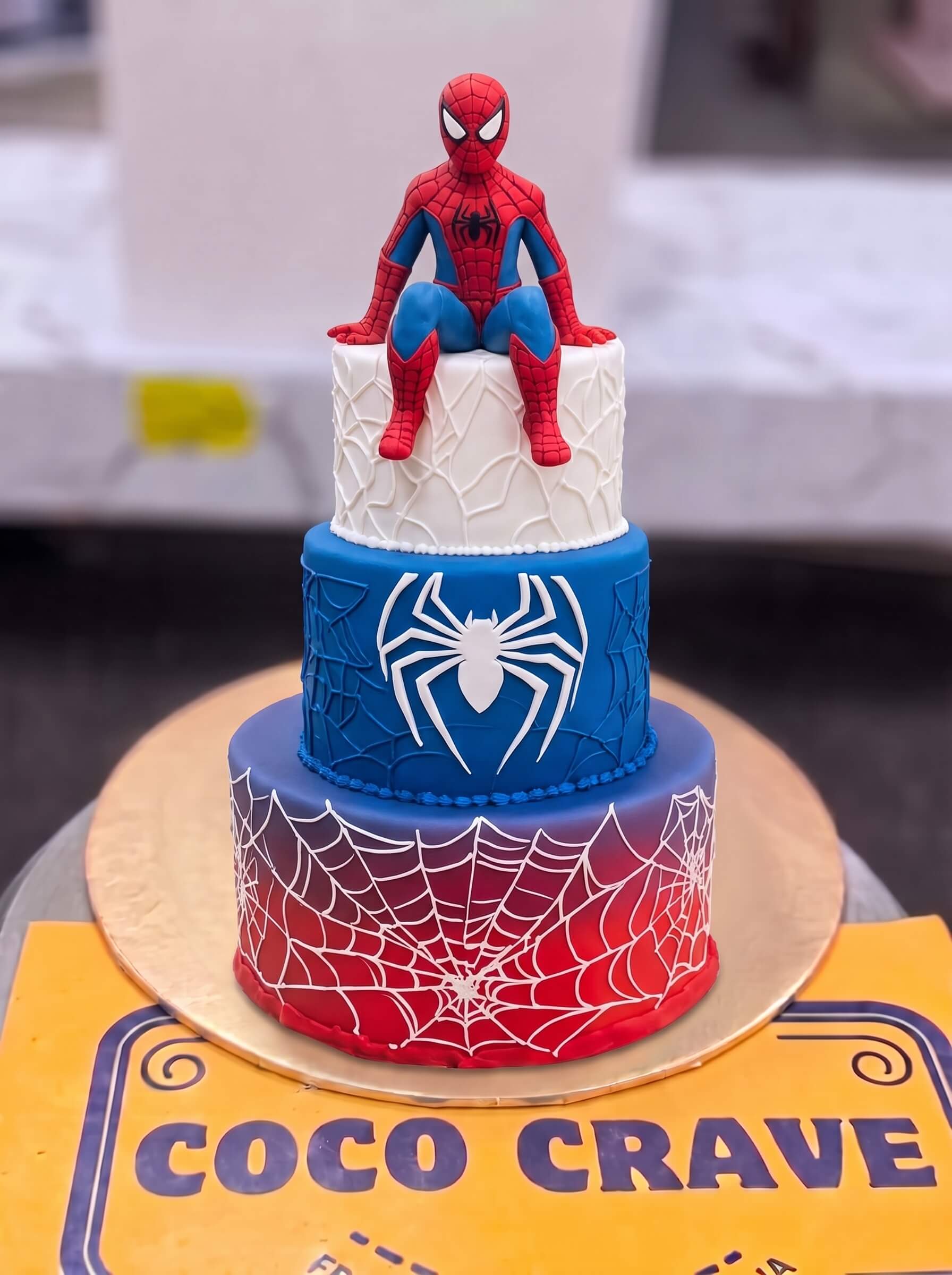 CocoCrave Spiderman Cake In Lahore (5) Spiderman Fondant Cake in Lahore by Coco Crave