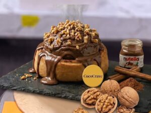 Nutella and Walnut Loaded Cinnamon Roll in Lahore by CocoCrave.pk