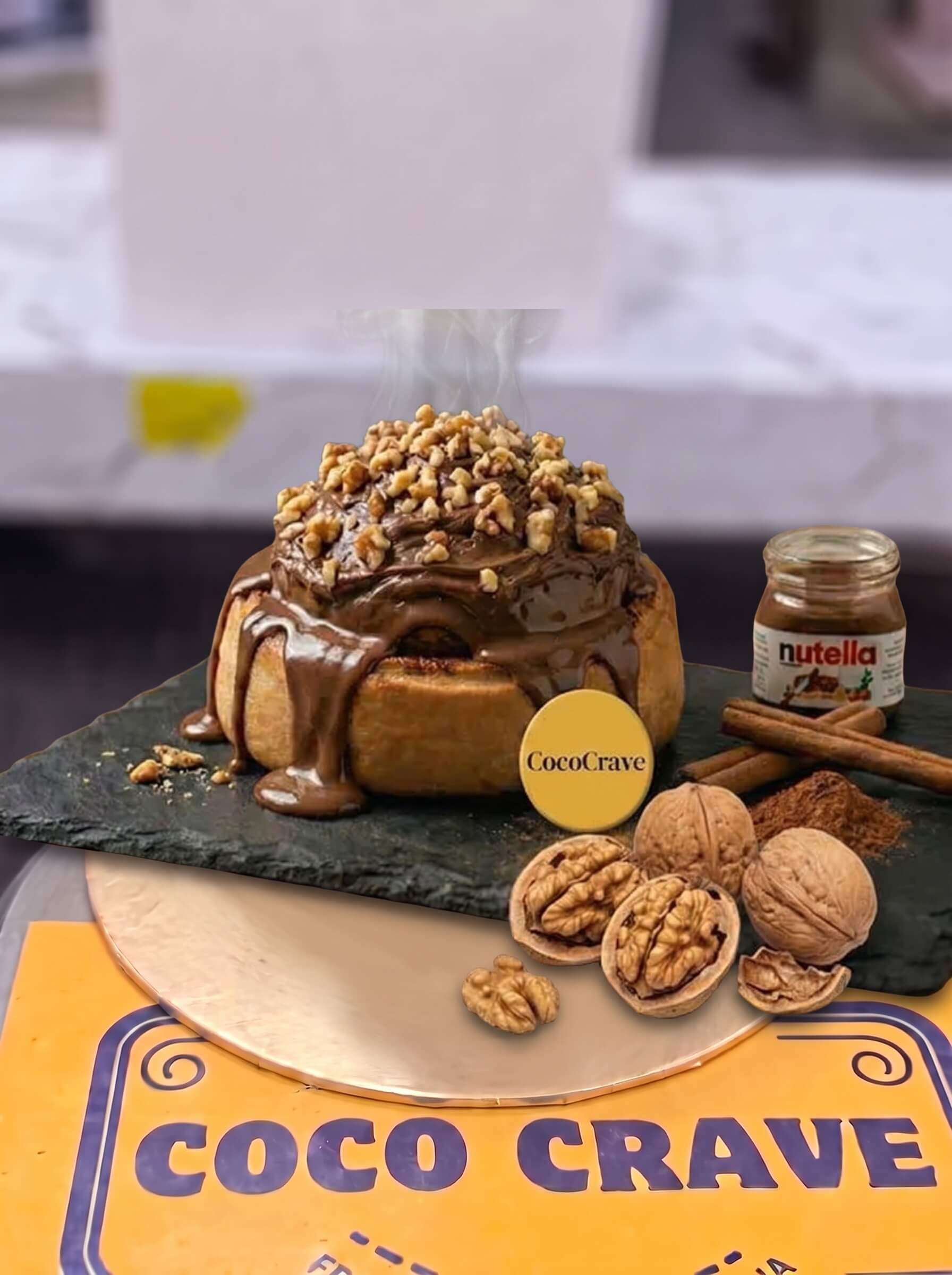 Nutella and Walnut Loaded Cinnamon Roll in Lahore | CocoCrave.pk Nutella and Walnut Loaded Cinnamon Roll in Lahore by CocoCrave.pk