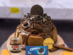 Nutella and Oreo Loaded Cinnamon Roll in Lahore by CocoCrave.pk