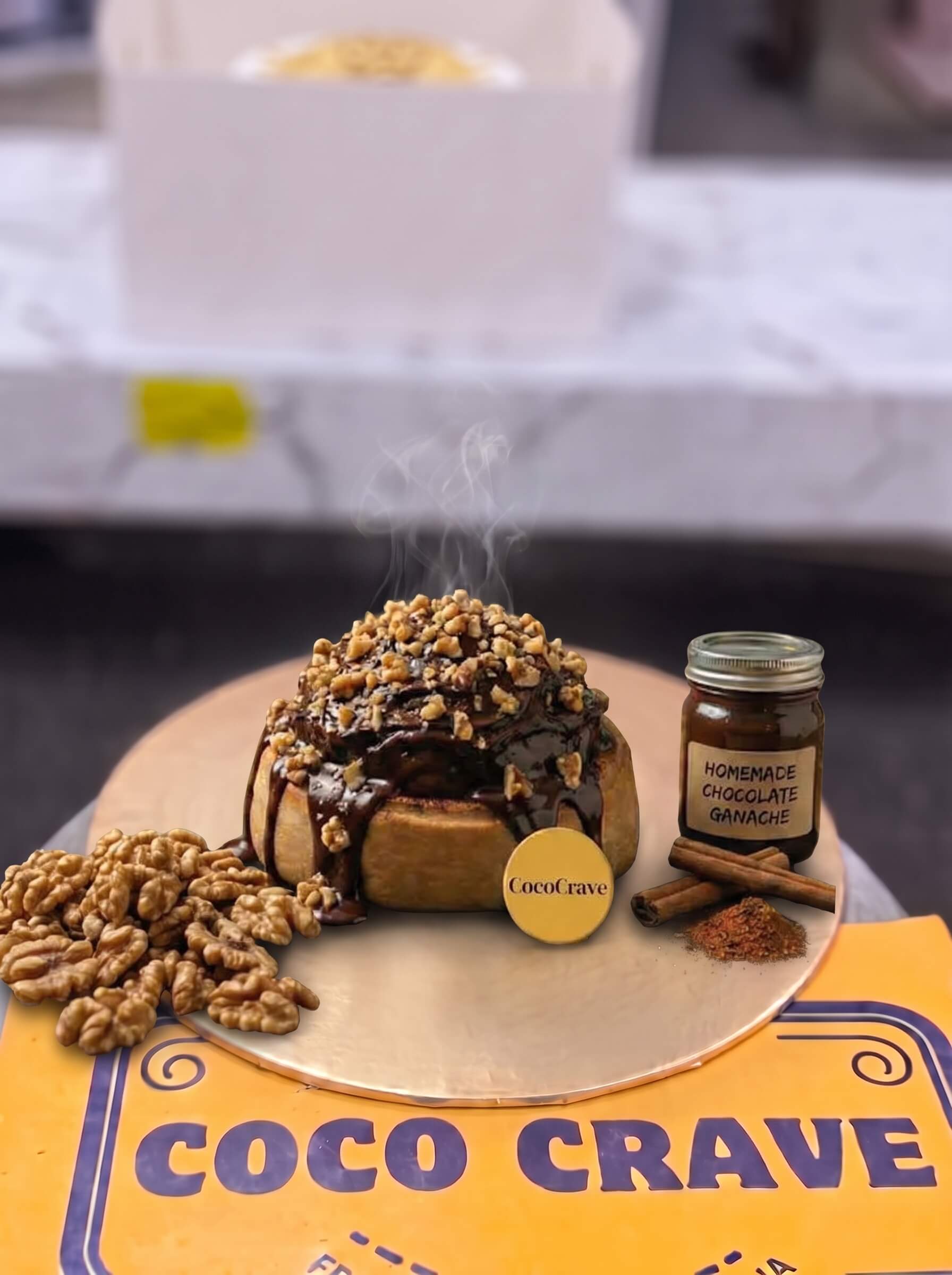 Chocolate and Walnut Loaded Cinnamon Roll in Lahore | CocoCrave.pk Chocolate and Walnut Loaded Cinnamon Roll in Lahore by CocoCrave.pk