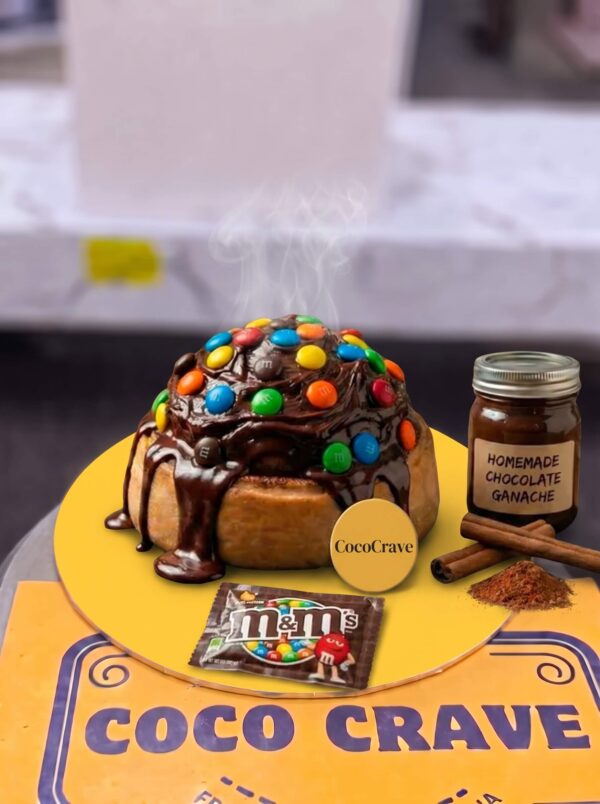 Chocolate and M&Ms Loaded Cinnamon Roll in Lahore — delivered in Lahore