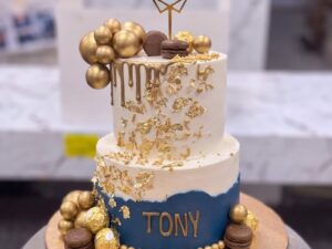 Navy and Gold Birthday Cake in Lahore