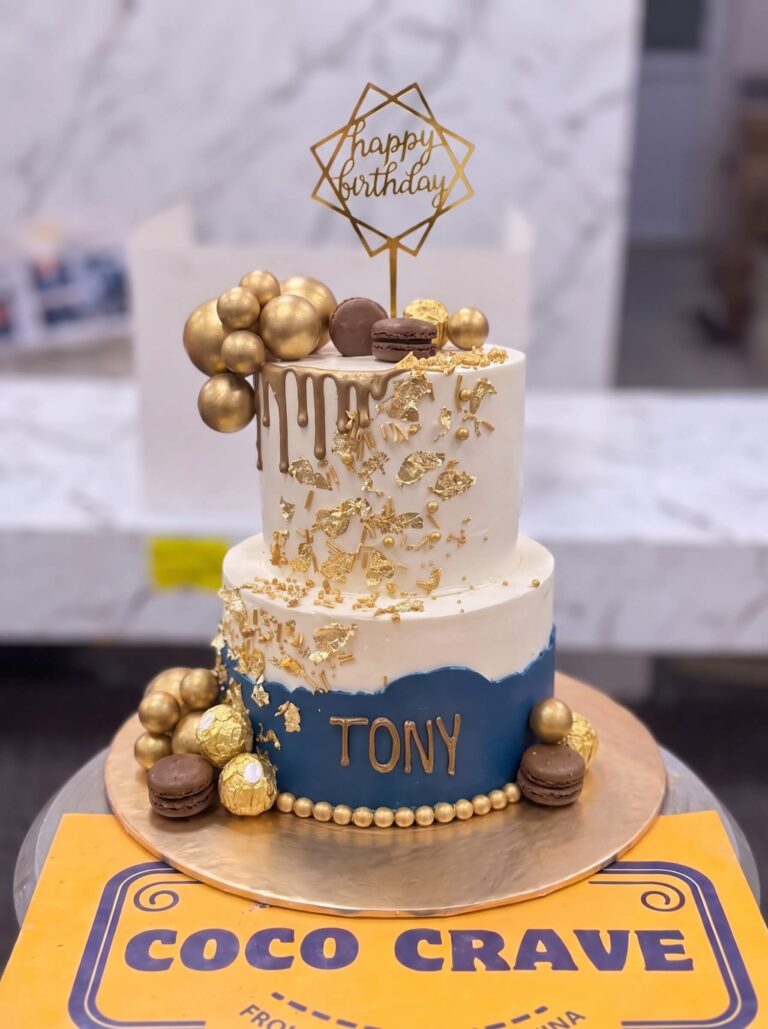 Navy and Gold Birthday Cake in Lahore