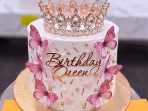 Pink Butterfly Birthday Queen Crown Cake in Lahore — delivered in Lahore, Lahore