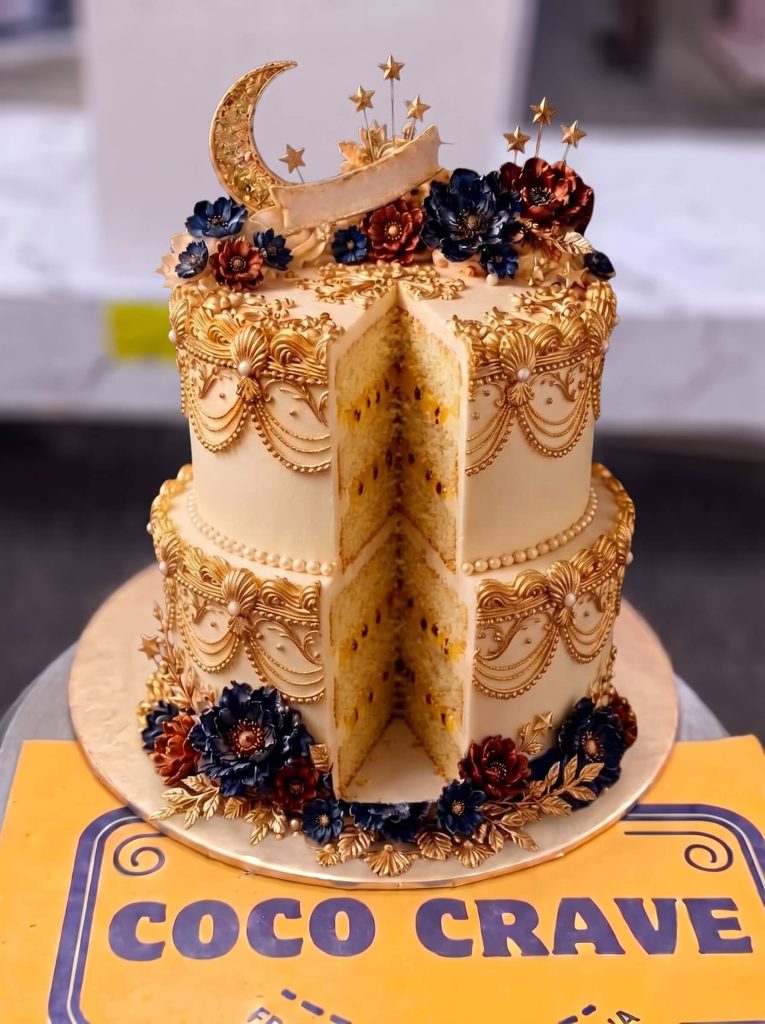 Golden Moon and Stars Coffee Cake in Lahore
