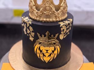 Black Gold Lion Crown Cake in Lahore — delivered in Lahore, Lahore
