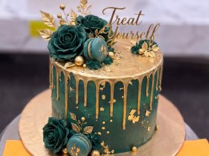 Green Rose Gold Drip Crown Cake in Lahore — delivered in Lahore, Lahore