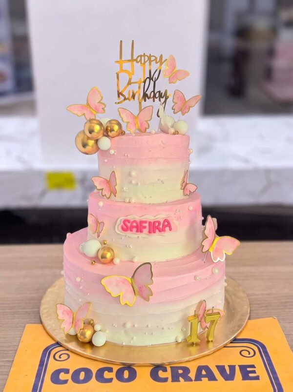 Pink Ombre Butterfly Cake in Lahore — delivered in Lahore