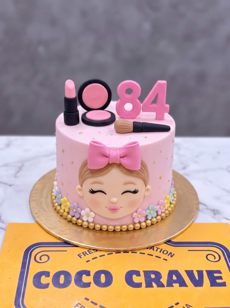 Pink Doll Face Makeup Cake in Lahore