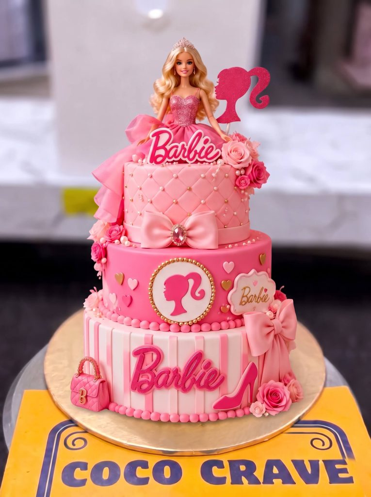 Barbie Logo Two Tier Cake in Lahore