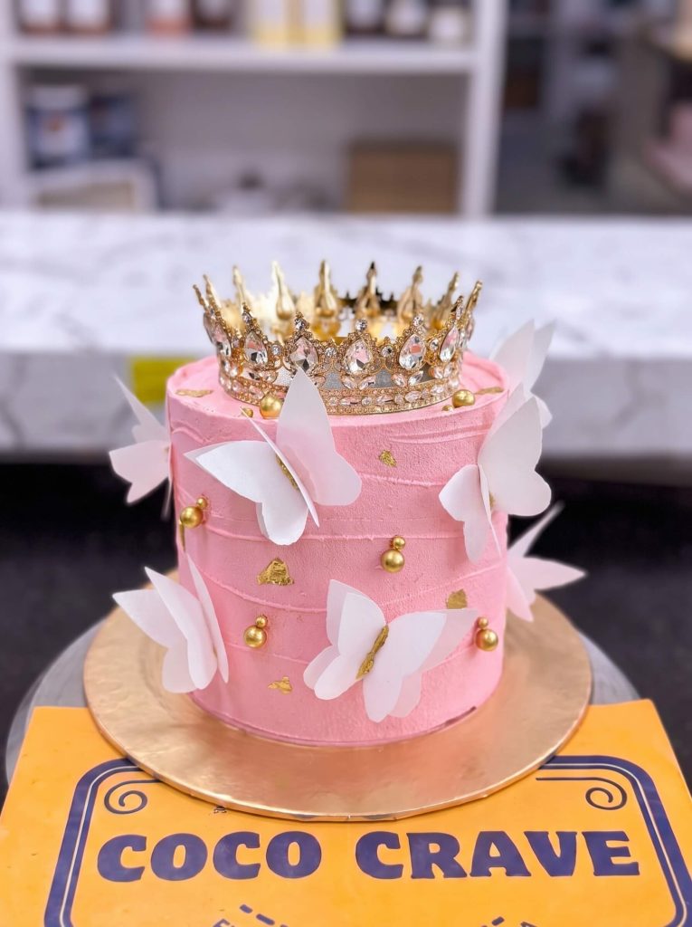 Pink Butterfly Crown Cake in Lahore