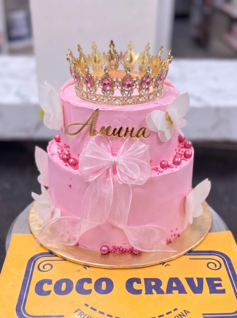 Pink Princess Crown Cake in Lahore