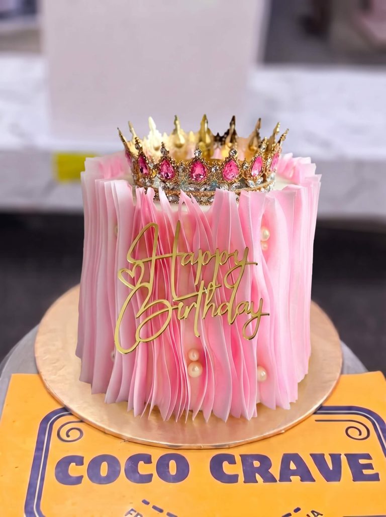 Pink Ruffle Crown Cake in Lahore