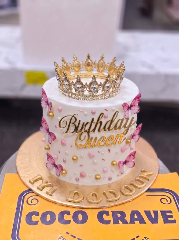 Butterfly Birthday Queen Crown Cake in Lahore
