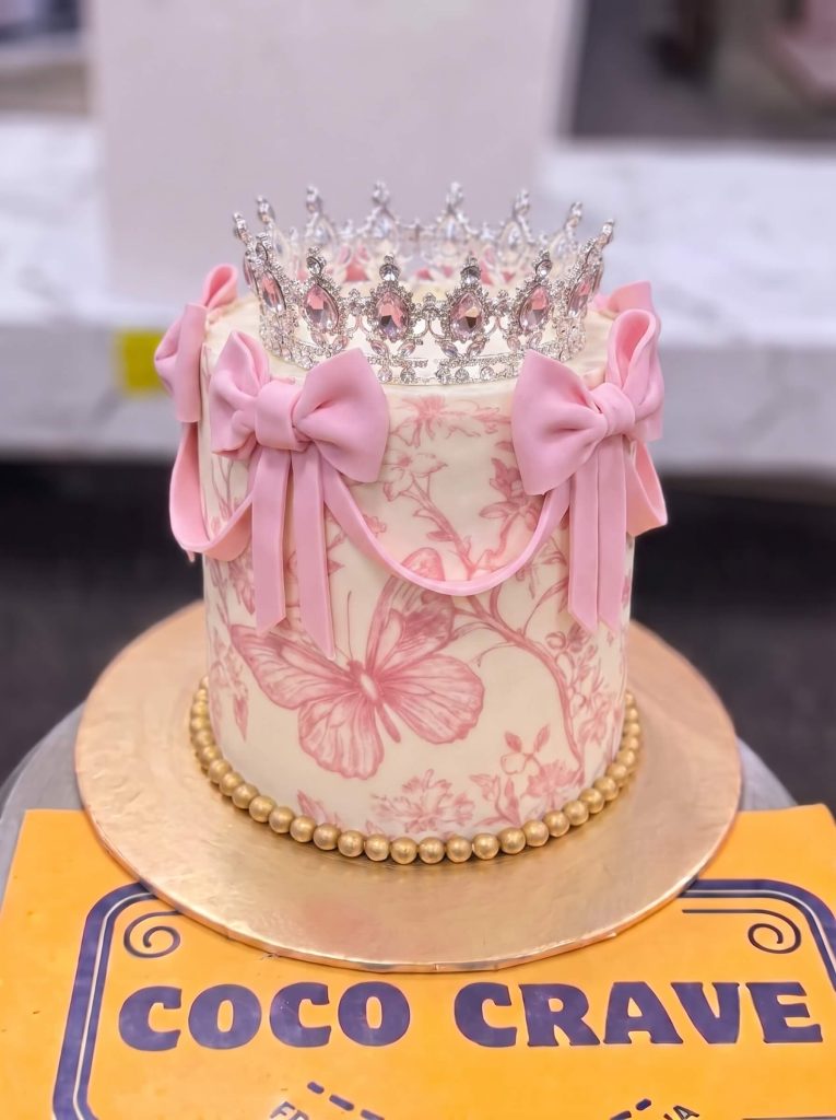 Pink Butterfly Bow Crown Cake in Lahore