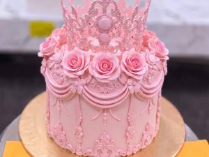 Pink Rose Tiara Crown Cake in Lahore — delivered in Lahore, Lahore