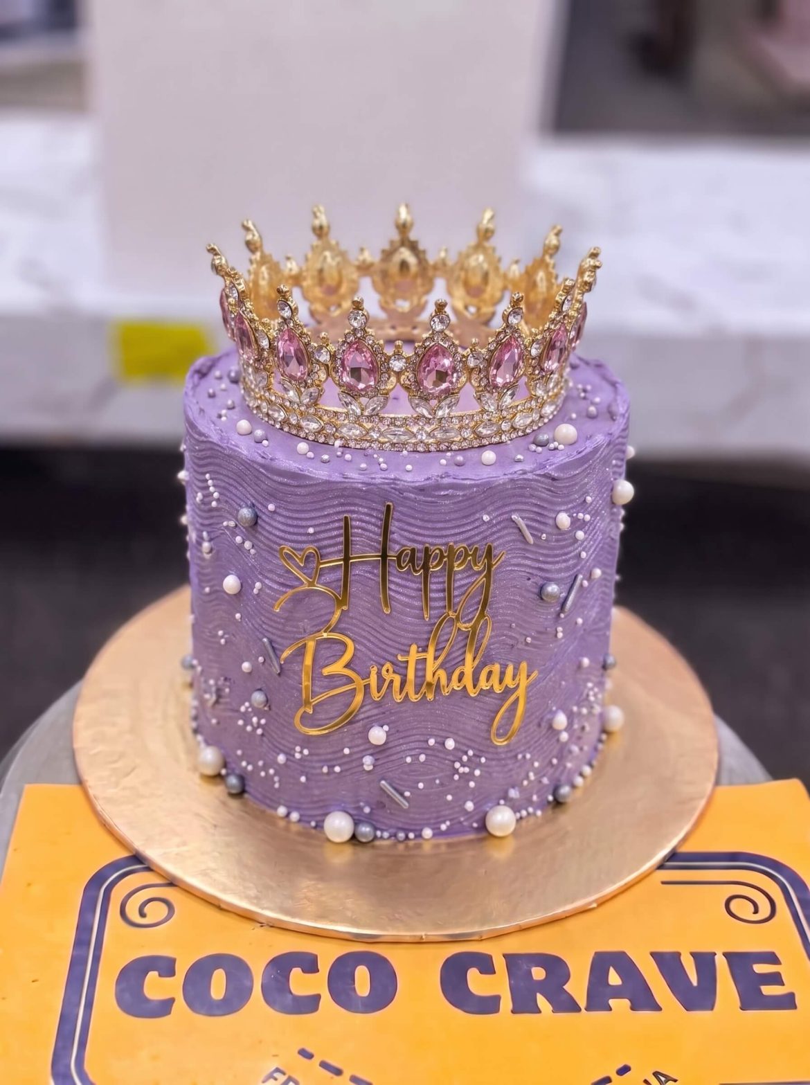 Lavender Pearl Crown Cake in Lahore