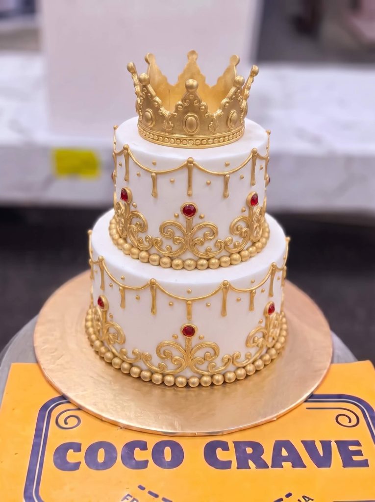 Royal Gold Two Tier Crown Cake in Lahore