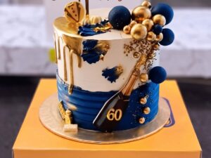 Navy and Gold 60th Birthday Cake in Lahore