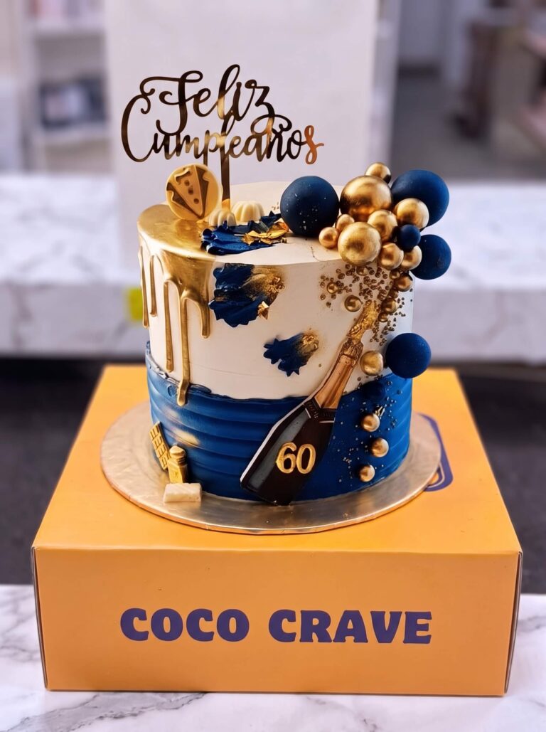 Navy and Gold 60th Birthday Cake in Lahore
