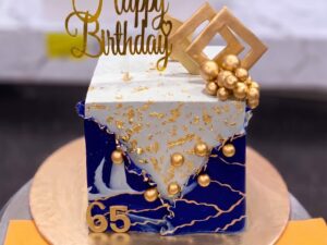 Navy Marble 65th Birthday Cake in Lahore