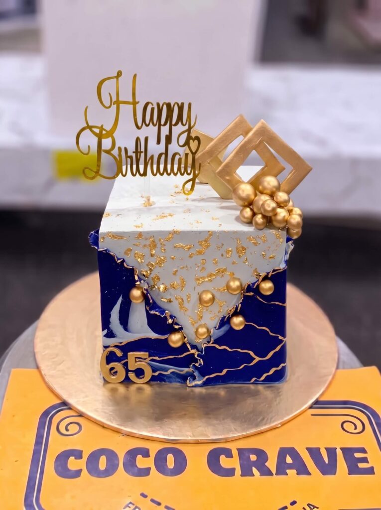 Navy Marble 65th Birthday Cake in Lahore