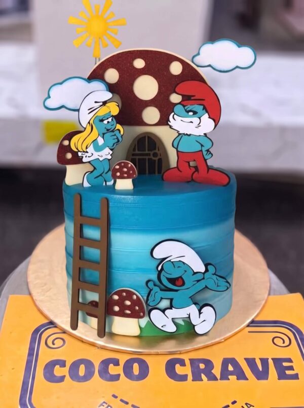 Smurfs Mushroom House Cake in Lahore — delivered in Lahore