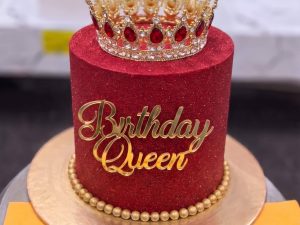 Maroon Velvet Birthday Queen Crown Cake in Lahore — delivered in Lahore, Lahore