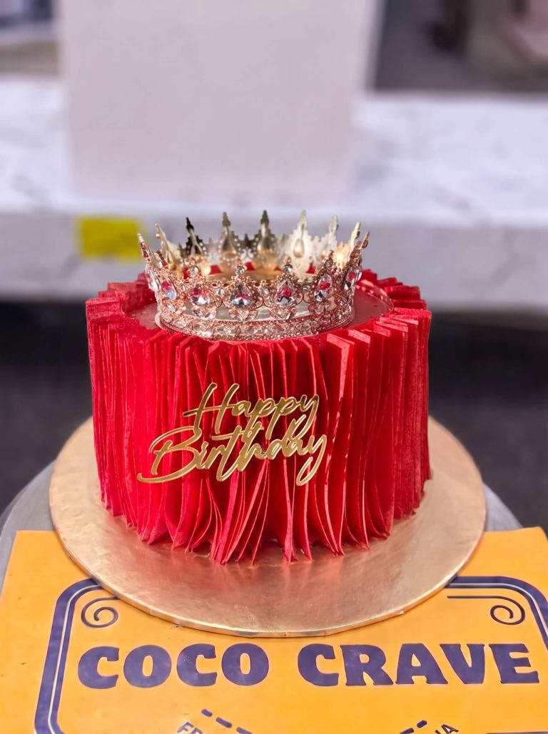 Red Ruffle Crown Cake in Lahore