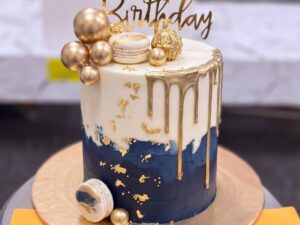 Navy and Gold Drip Cake in Lahore