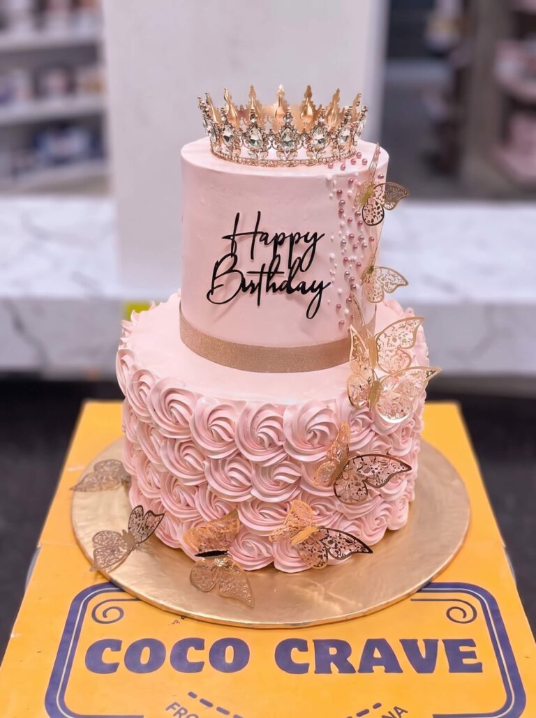 Pink Rosette Crown Cake in Lahore