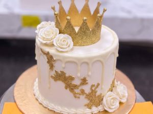 White Rose Gold Drip Crown Cake in Lahore — delivered in Lahore, Lahore