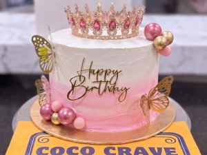 Pink Ombre Butterfly Crown Cake in Lahore — delivered in Lahore, Lahore