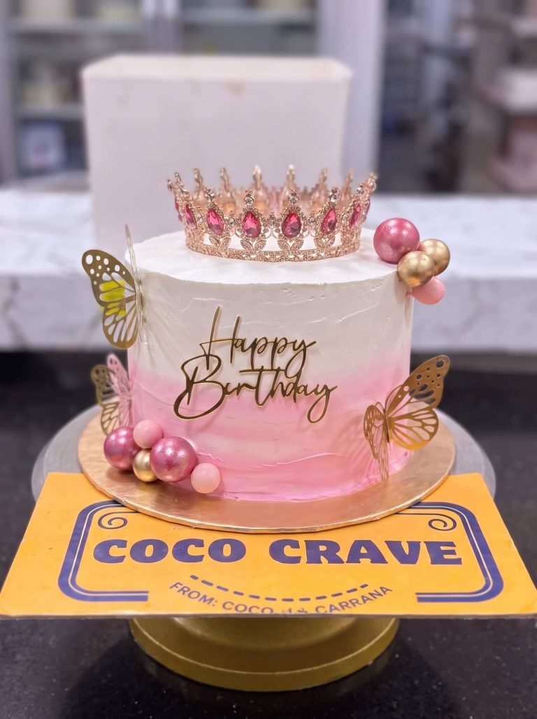 Pink Ombre Butterfly Crown Cake in Lahore