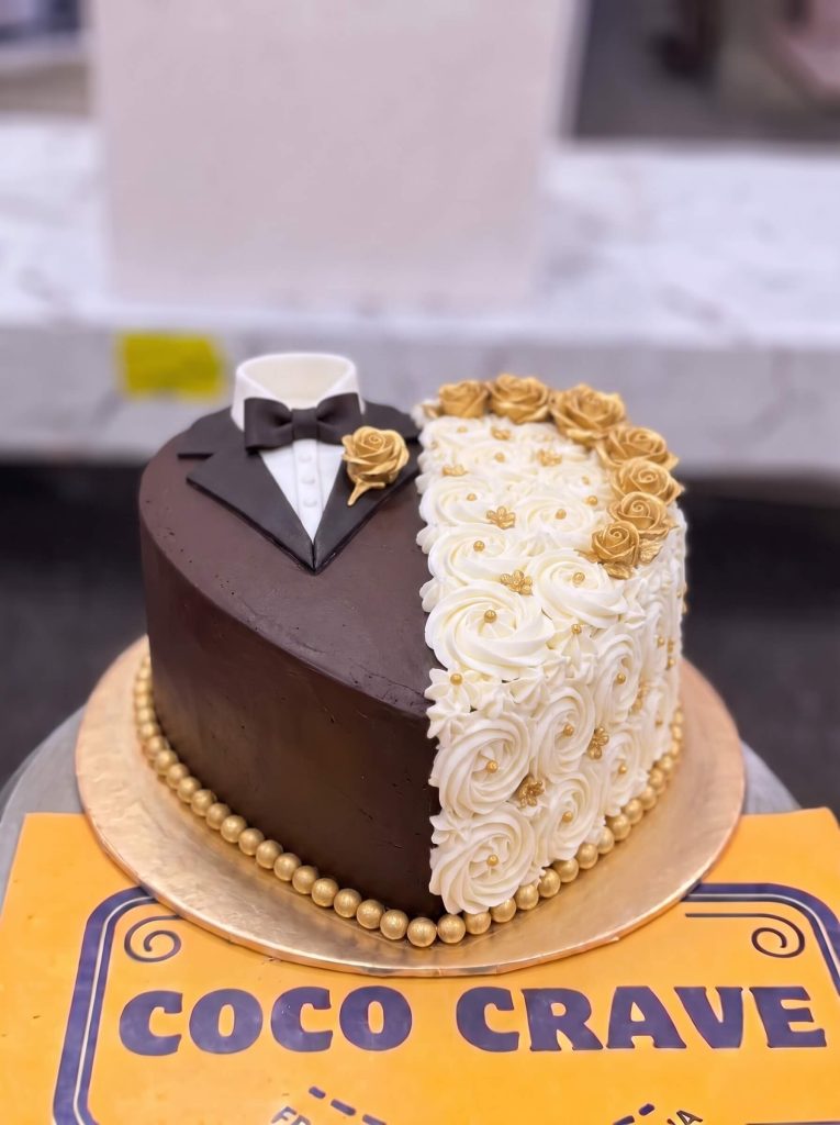 Tuxedo and Gown Chocolate Wedding Cake in Lahore