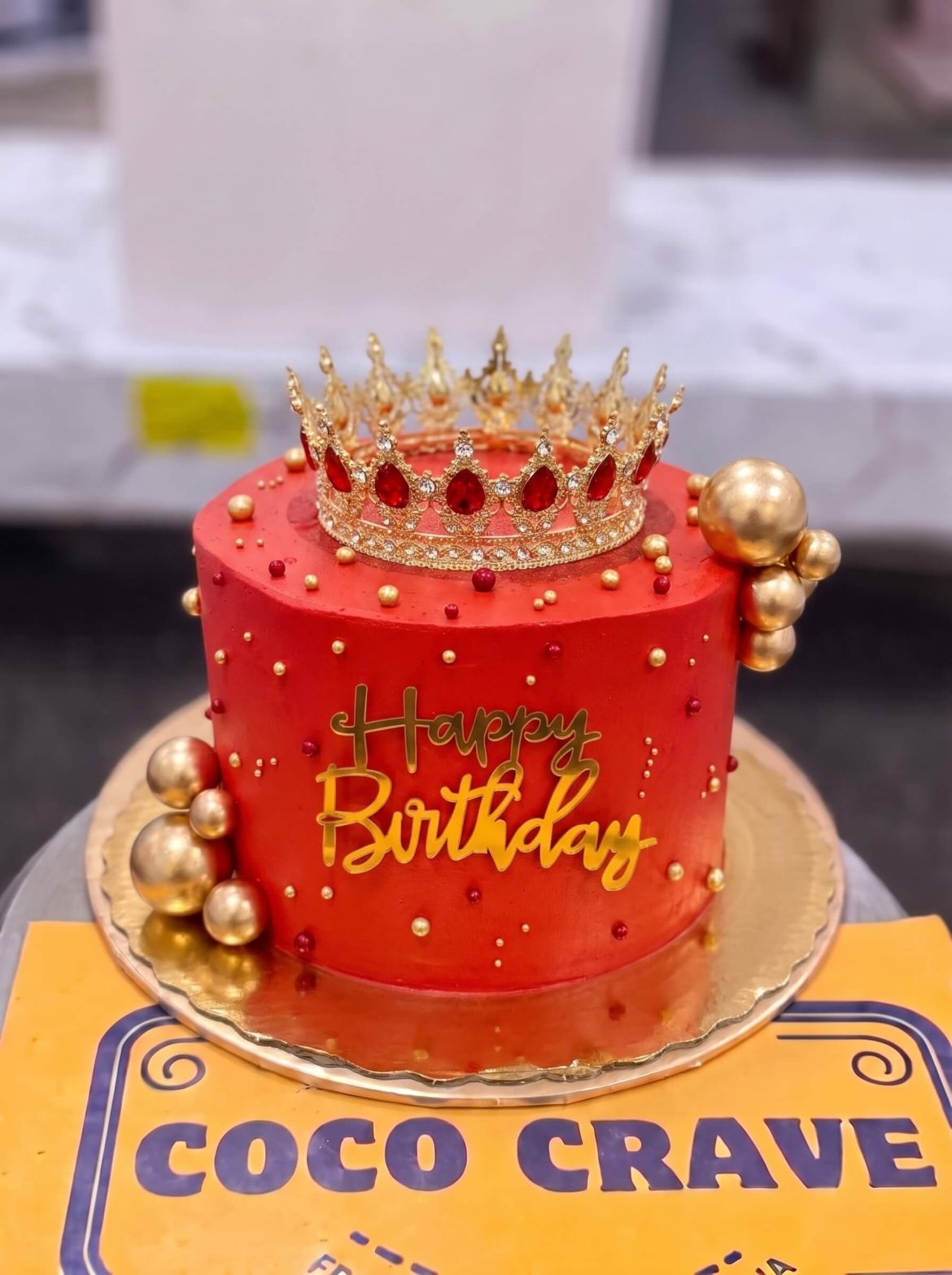 Red Ombre Crown Cake in Lahore — Cococrave Lahore