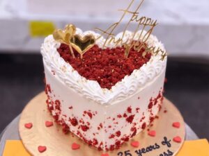 Red Velvet Heart Anniversary Cake in Lahore