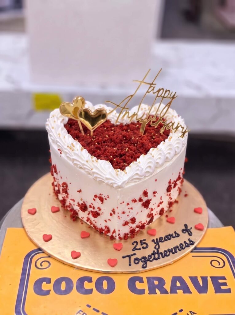 Red Velvet Heart Anniversary Cake in Lahore